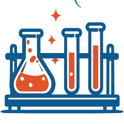 Icon of laboratory test tubes representing 10 carefully selected active ingredients