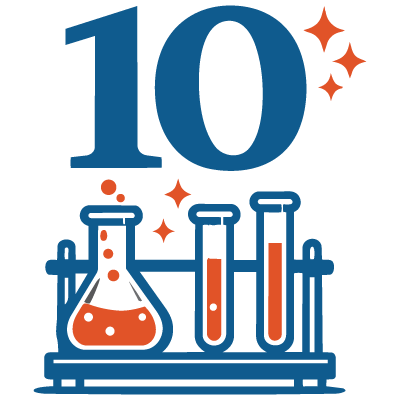 Icon of laboratory test tubes representing 10 carefully selected active ingredients