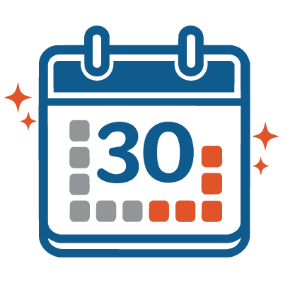 Icon of a calendar representing a complete 30-night supply per bottle